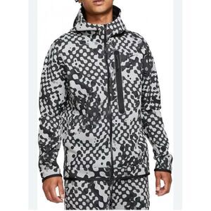 Nike Tech Fleece Camo Full‎ Zip Hoodie Men Size Small Black Gray DD4684-070